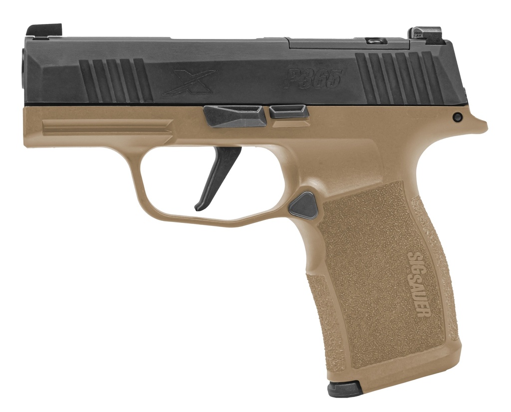 SIG SAUER 365X9CTXR3P P365X  MICRO-COMPACT FRAME 9MM LUGER 12+1 3.10" STEEL BARREL, OPTIC READY/SERRATED SLIDE, COYOTE TAN STAINLESS STEEL FRAME W/ACCESSORY RAIL, POLYMER GRIP