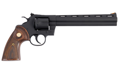 COLT MFG PYTHONBM8WTS PYTHON  357 MAG/38 SPECIAL 6 SHOT 8" MATTE BLUED VENT RIB CARBON STEEL BARREL, CYLINDER & FRAME, WOOD GRIP, EXPOSED HAMMER