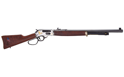 HENRY H010BGMC SPIRIT OF THE CORPS  45-70 GOV 4+1 22" BLACK OCTAGON BARREL, NICKEL ENGRAVED W/24K GOLD INLAY BRASS DRILLED & TAPPED RECEIVER, AMERICAN WALNUT STRAIGHT STOCK
