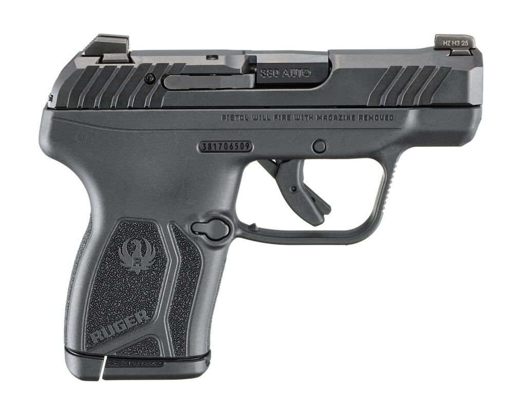 RUGER 13760 LCP MAX  COMPACT FRAME 380 ACP 10+1 2.80" BLACK OXIDE ALLOY STEEL BARREL, BLACK NITRIDE ALLOY STEEL SERRATED SLIDE, BLACK POLYMER FRAME, TEXTURED GRIP, MANUAL SAFETY