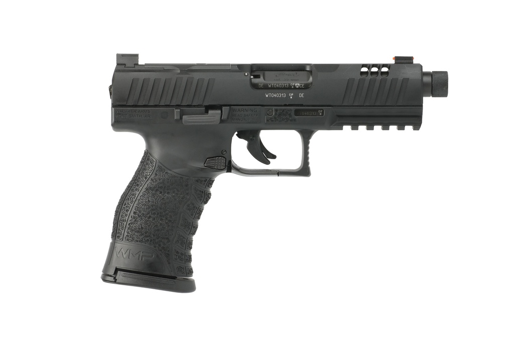 WALTHER ARMS 5220301 WMP  22 MAG 15+1 4.90" BLACK STEEL THREADED BARREL, BLACK OPTIC READY/SERRATED SLIDE, BLACK POLYMER FRAME W/PICATINNY RAIL, TEXTURED POLYMER GRIP