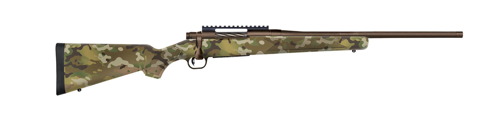 MOSSBERG 28275 PATRIOT  COMPACT 22-250 REM 5+1 18" PATRIOT BROWN CERAKOTE THREADED BULL BARREL, PATRIOT BROWN CERAKOTE STEEL RECEIVER W/PICATINNY RAIL, MULTICAM FIXED SYNTHETIC STOCK
