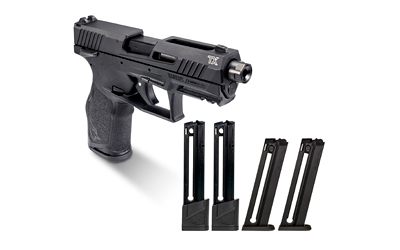 TAURUS 1-2TX22141-5XMAG TX22  FULL SIZE FRAME 22 LR 22+1 4.10" BLACK THREADED BARREL, BLACK ANODIZED SERRATED SLIDE, BLACK POLYMER FRAME W/PICATINNY RAIL, ERGONOMIC GRIP, 5 MAGS