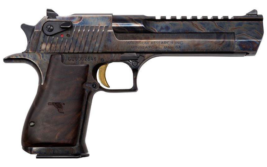 MAGNUM RESEARCH DE44CH DESERT EAGLE MARK XIX 44 REM MAG 6" 8+1 COLOR CASE HARDENED CARBON STEEL WITH CLEAR CERAKOTE FRAME & SLIDE WALNUT WITH ENGRAVED DESERT EAGLE LOGO GRIP