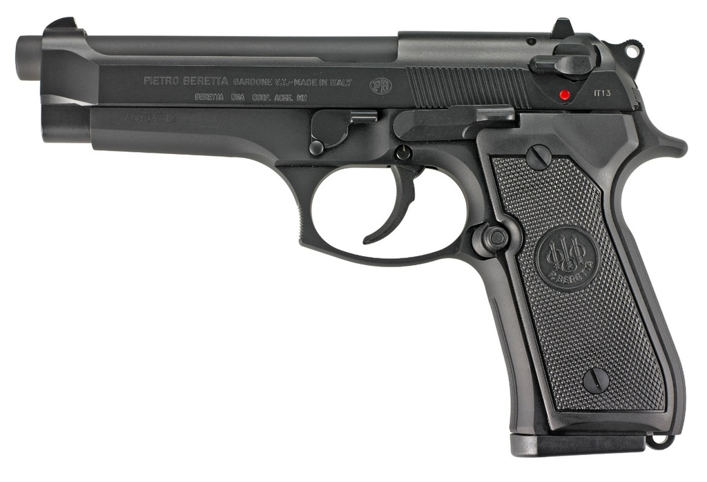 BERETTA USA J92F300 92FS  FULL SIZE FRAME 9MM LUGER 10+1 4.90" BLACK STEEL BARREL, BLACK BRUNITON STEEL SERRATED SLIDE, BLACK BRUNITON ALUMINUM FRAME, AMBIDEXTROUS