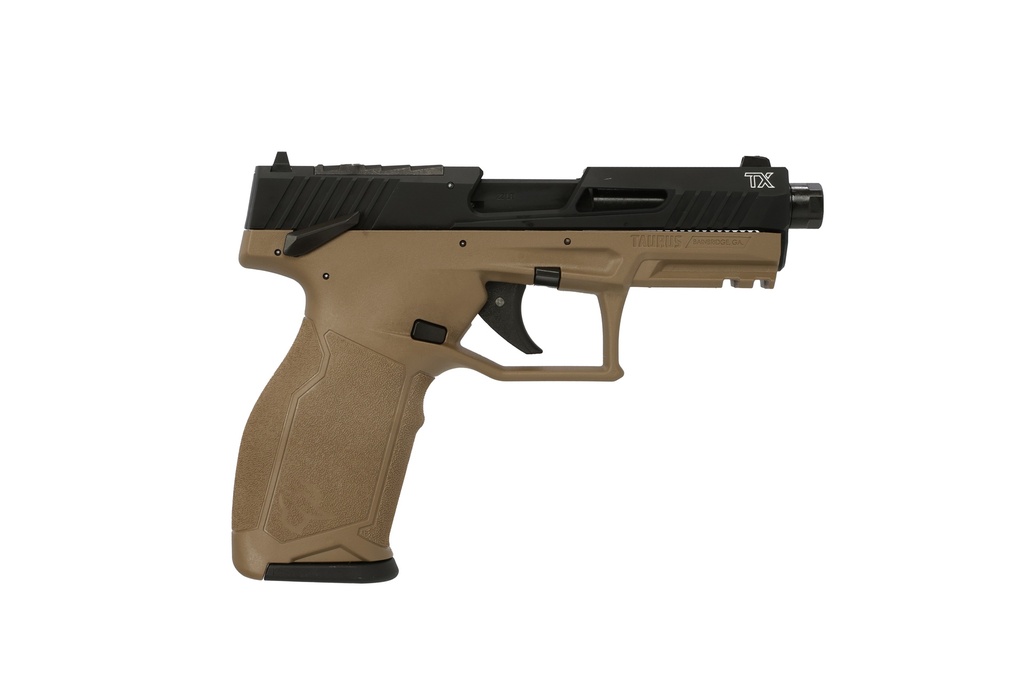 TAURUS 1-2TX22P141F-10 TX22 T.O.R.O. 22 LR 10+1 4.60" MATTE BLACK THREADED BARREL, BLACK HARD COAT ANODIZED OPTIC READY/SERRATED SLIDE, FLAT DARK EARTH POLYMER FRAME W/PICATINNY RAIL, TEXTURED GRIP