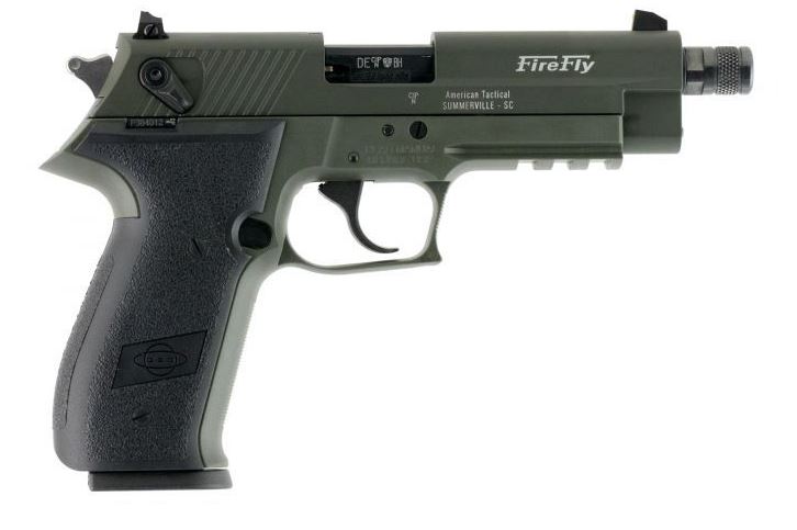 GSG GERG2213TFFGA FIREFLY  22 LR 13+1 4.90" BLACK THREADED BARREL, GREEN ALUMINUM SERRATED SLIDE, GREEN ALUMINUM FRAME W/PICATINNY RAIL, TEXTURED GRIP