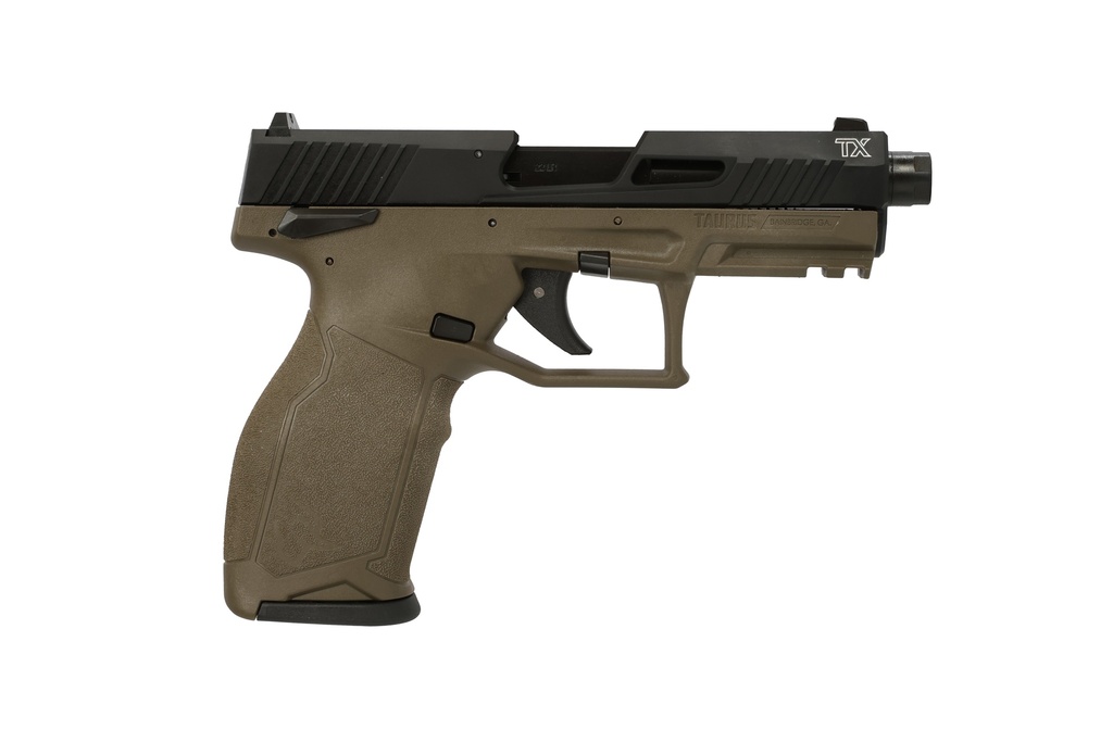 TAURUS 1-2TX22141O-10 TX22  22 LR 10+1 4.60" MATTE BLACK THREADED BARREL, BLACK HARD COAT ANODIZED OPTIC READY/SERRATED SLIDE, OD GREEN POLYMER FRAME W/PICATINNY RAIL, TEXTURED GRIP