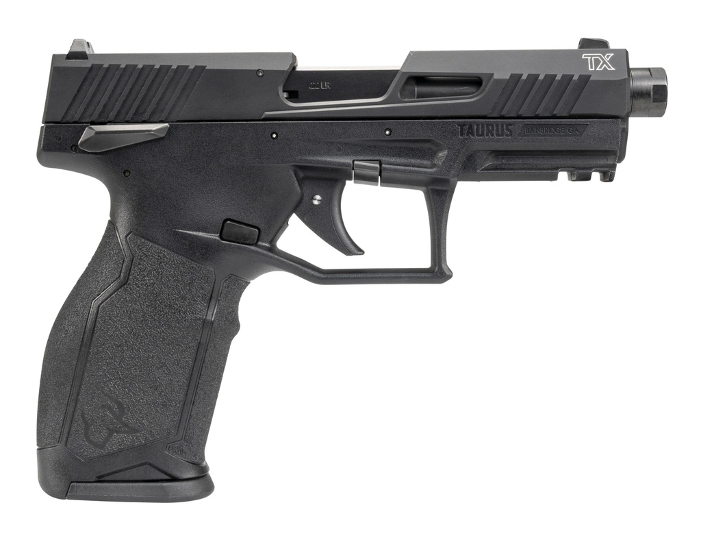 TAURUS 1-2TX22141-15 2TX  FULL SIZE FRAME 22 LR 15+1 4.60" MATTE BLACK THREADED BARREL, BLACK ANODIZED SERRATED SLIDE, MATTE BLACK POLYMER FRAME W/PICATINNY RAIL, TEXTURED GRIP
