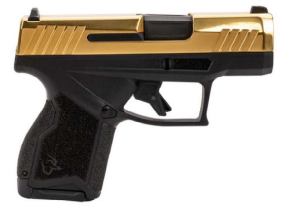 TAURUS 1-GX4M931-10G GX4  MICRO-COMPACT FRAME 9MM LUGER 10+1 3.06" SATIN BLACK DLC STAINLESS STEEL BARREL, GOLD PVD SERRATED ALLOY STEEL SLIDE,  MATTE BLACK STAINLESS STEEL FRAME, TEXTURED GRIP