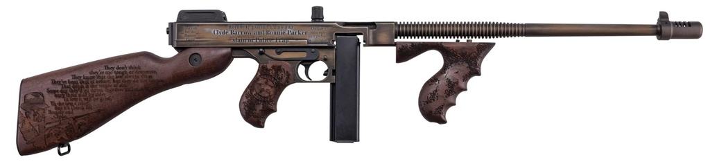 THOMPSON T150DC6 1927A-1 BONNIE & CLYDE .45 CAL 50+1 18" FINNED BARREL, ALUMINUM RECEIVER FIXED STOCK