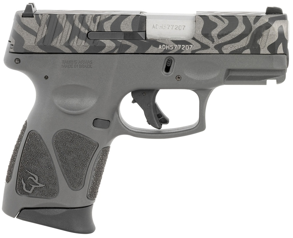 TAURUS 1G3C931GZEB G3C  COMPACT FRAME 9MM LUGER 12+1 3.26" MATTE STAINLESS STEEL BARREL, GRAY W/ZEBRA STRIPES SERRATED STEEL SLIDE, BLACK POLYMER FRAME W/PICATINNY RAIL, BLACK POLYMER GRIP, RIGHT HAND