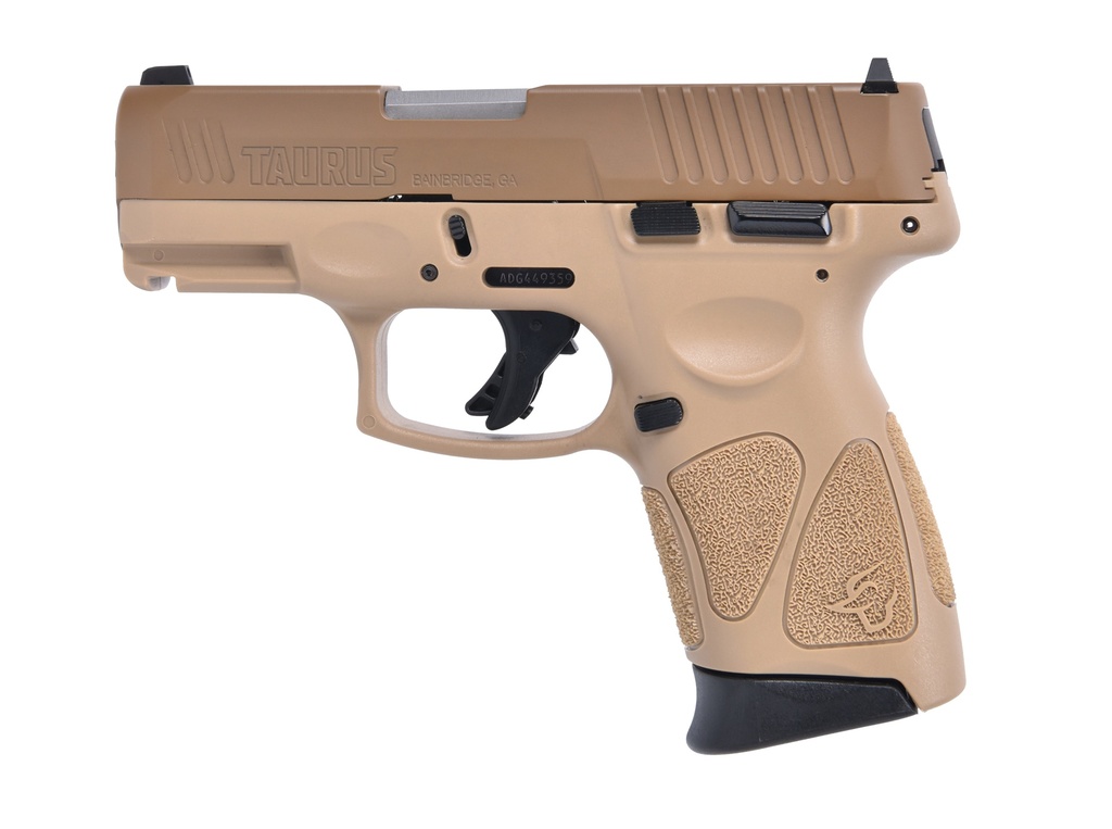 TAURUS 1G3C93ETMA G3C *MA COMPLIANT 9MM LUGER 10+1 3.26" MATTE COYOTE BROWN BARREL, COYOTE CERAKOTE SERRATED STEEL SLIDE, TAN POLYMER FRAME W/PICATINNY RAIL, TAN POLYMER GRIPS