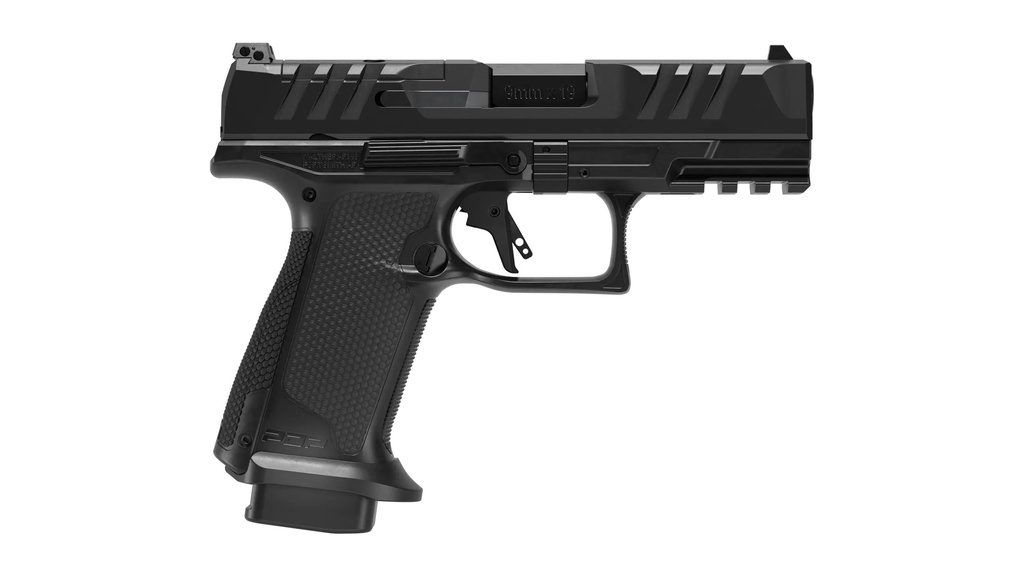 WALTHER ARMS 4797055 PDP F-SERIES PRO E 9MM LUGER 18+1 4" BLACK STEEL BARREL, BLACK OPTIC READY/SERRATED STEEL SLIDE, BLACK POLYMER FRAME W/PICATINNY RAIL, INTERCHANGEABLE BACKSTRAP GRIP