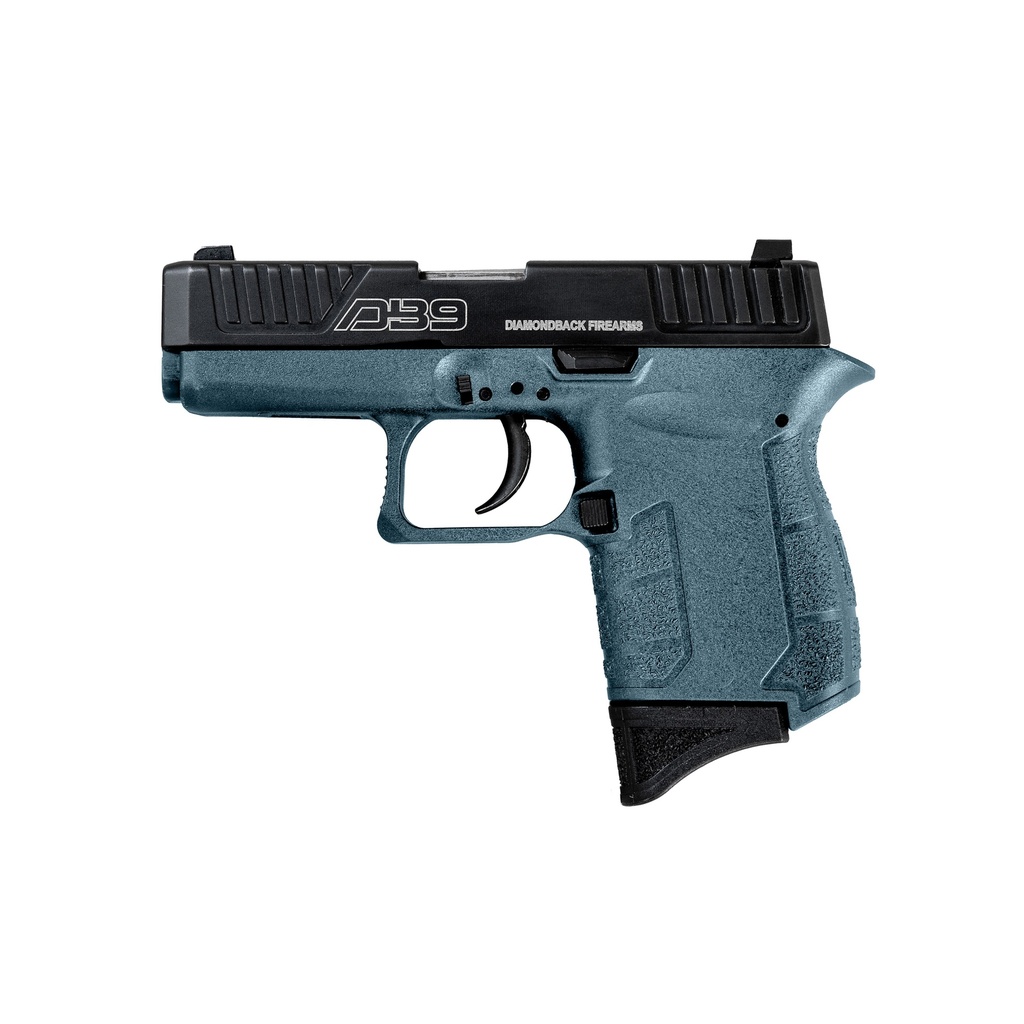 DIAMONDBACK DB0200P251 DB9 GEN4 JESSE JAMES MICRO-COMPACT FRAME 9MM LUGER 6+1 3.10" BLACK NITRIDE STAINLESS STEEL BARREL & SERRATED SLIDE, CIVIL DEFENSE BLUE CERAKOTE POLYMER FRAME W/BEAVERTAIL