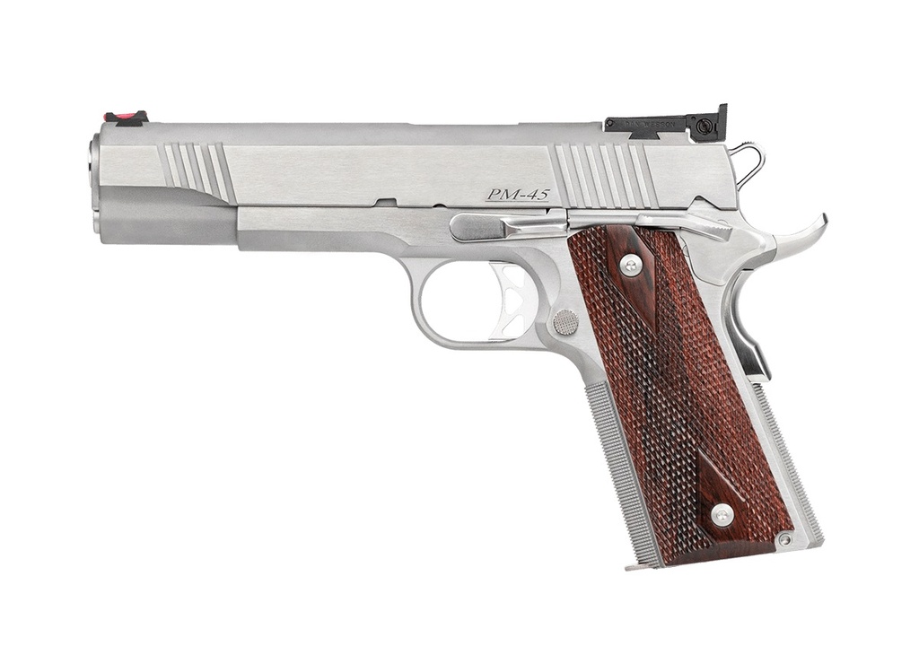 DAN WESSON 01943 POINTMAN  45 ACP CALIBER WITH 5" BARREL, 8+1 CAPACITY, OVERALL STAINLESS STEEL FINISH, BEAVERTAIL FRAME, SERRATED BRUSHED SLIDE & COCOBOLO GRIP