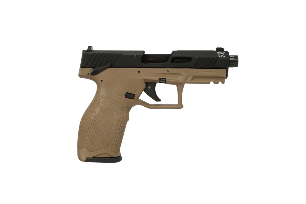 TAURUS 1-2TX22141F 2TX  FULL SIZE FRAME 22 LR 22+1 4.60" MATTE BLACK THREADED BARREL, BLACK ANODIZED SERRATED SLIDE, FLAT DARK EARTH POLYMER FRAME W/PICATINNY RAIL, TEXTURED GRIP