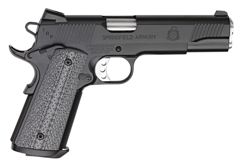 SPRINGFIELD ARMORY PC9108LCA18 1911 TRP *CA COMPLIANT 45 ACP 7+1, 5" MATCH GRADE STAINLESS STEEL BARREL, BLACK CERAKOTE SERRATED CARBON STEEL SLIDE &^ FRAME W/BEAVERTAIL, BLACK G10 GRIP