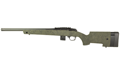 BERGARA RIFLES BMR008 BMR-X CARBON FIBER 22 LR 10+1 18" CARBON FIBER THREADED BARREL, BLACK CERAKOTE PICATINNY RAIL STEEL RECEIVER, ADJ LOP BLACK W/GREEN WEBBING SYNTHETIC STOCK