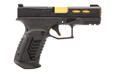 DERYA FIREARMS DY9GUS DY9  9MM LUGER 15+1 4.02" GOLD TIN STEEL BARREL, BLACK NITRIDE OPTICS READY/SERRATED ALLOY STEEL SLIDE, BLACK POLYMER FRAME W/ACCESSORY RAIL, BLACK INTERCHANGEABLE BACKSTRAP GRIP