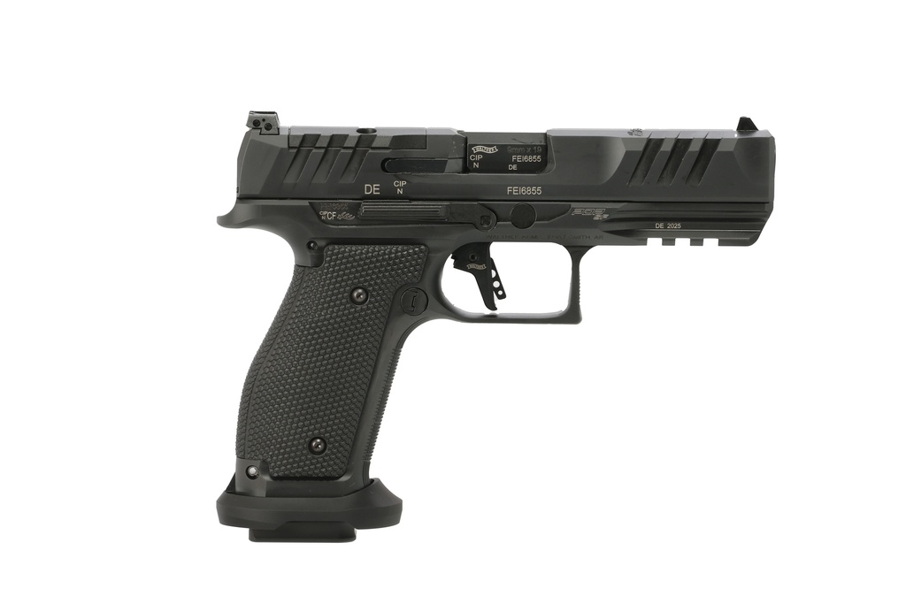 WALTHER ARMS 2897008 PDP PRO FULL SIZE FRAME 9MM LUGER 20+1 4.50" BLACK STEEL BARREL, BLACK OPTIC READY/SERRATED STEEL SLIDE, BLACK STEEL FRAME W/PICATINNY RAIL, TEXTURED POLYMER GRIP