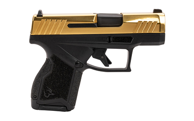 TAURUS 1-GX4M931-G GX4  MICRO-COMPACT FRAME 9MM LUGER 13+1 3.06" SATIN BLACK DLC STAINLESS STEEL BARREL, GOLD PVD SERRATED ALLOY STEEL SLIDE, MATTE BLACK STAINLESS STEEL FRAME, TEXTURED GRIP