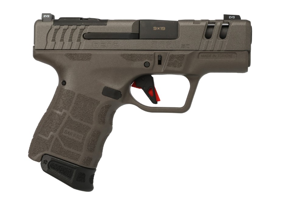 SAR USA SAR9SCG2PT SAR9 SC GEN2 SUB-COMPACT FRAME 9MM LUGER 15+1 3.30" BLACK STEEL BARREL, PLATINUM CERAKOTE STEEL OPTIC READY/PORTED/SERRATED SLIDE, BLACK POLYMER FRAME, BLACK POLYMER GRIP