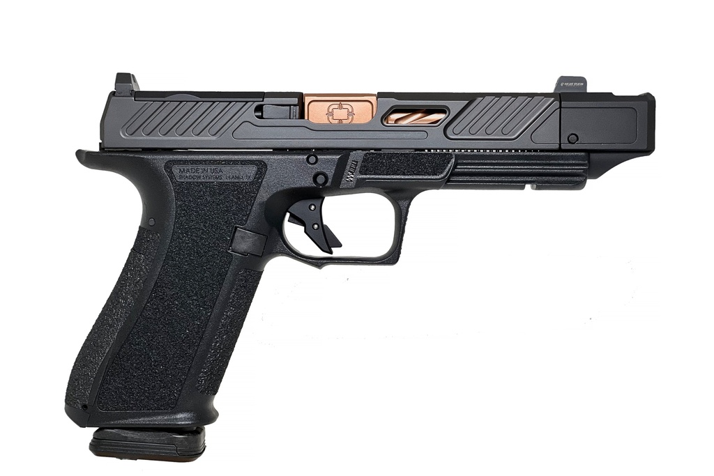 SHADOW SYSTEMS SS2239CA DR920P ELITE 9MM 10+1 BRONZE TICN BLACK NITRIDE OPTIC CUT/SERRATED/WINDOW CUT STAINLESS STEEL SLIDE BLACK BLACK INTERCHANGEABLE BACKSTRAP GRIP *CA COMPLIANT
