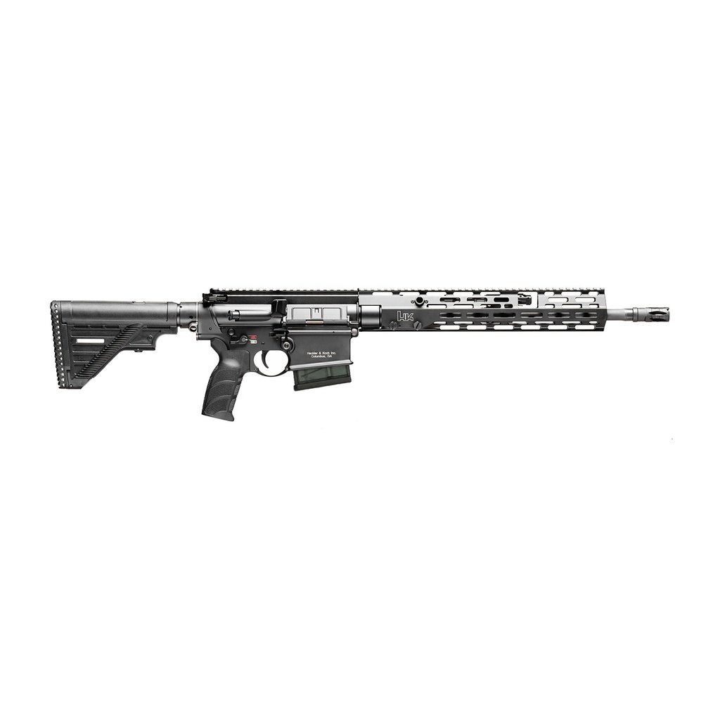 HK 81000830 MR762 A4 7.62X51MM 10+1 16.50" BLACK THREADED BARREL, BLACK PICATINNY RAIL, M-LOK HANDGUARD, 6 POSITION BLACK SYNTHETIC STOCK, BLACK FINGER GROOVED GRIP, AMBIDEXTROUS