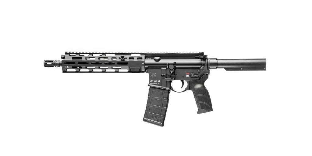HK 81001050 MR556 A4 5.56X45MM 30+1 11" BLACK THREADED BARREL, M-LOK HANDGUARD, BLACK PICATINNY RAIL RECEIVER, BLACK PISTOL TUBE, BLACK POLYMER GRIP, AMBIDEXTROUS