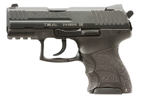 HK 81001108 P30SK V3 SUB-COMPACT FRAME 9MM LUGER 10+1 3.27" BLACK STEEL BARREL, BLACK CERAKOTE SERRATED STEEL SLIDE, BLACK POLYMER FRAME W/PICATINNY RAIL, AMBIDEXTROUS