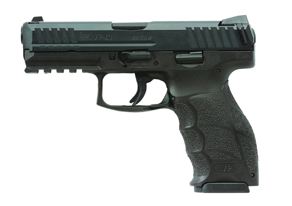 HK 81001161 VP40  40 S&W 10+1 4.09" BLACK STEEL BARREL, BLACK CERAKOTE SERRATED STEEL SLIDE, BLACK POLYMER FRAME W/PICATINNY RAIL, BLACK INTERCHANGEABLE BACKSTRAP GRIP