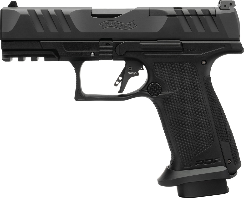 WALTHER ARMS 4796065 PDP F-SERIES PRO 9MM LUGER 10+1 4" BLACK STEEL BARREL, BLACK SERRATED/OPTIC READY STEEL SLIDE, BLACK POLYMER FRAME W/PICATINNY RAIL, MEDIUM BACKSTRAP GRIP