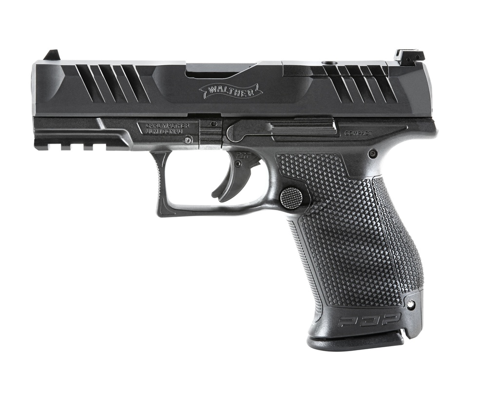 WALTHER ARMS 2854686 PDP  COMPACT FRAME 9MM LUGER 10+1 4" BLACK STEEL BARREL, BLACK OPTIC READY/SERRATED STEEL SLIDE, BLACK POLYMER FRAME W/PICATINNY RAIL, TEXTURED POLYMER GRIP, AMBIDEXTROUS