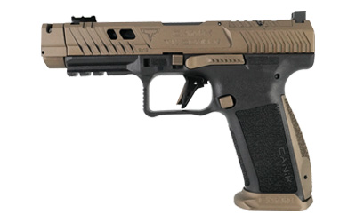 CANIK HG7864N TTI COMBAT FULL SIZE FRAME 9MM LUGER 10+1 4.60" BLACK NITRIDE FLUTED/PORTED BARREL, BURNT BRONZE CERAKOTE OPTIC CUT/SERRATED STEEL SLIDE, BLACK POLYMER FRAME W/PICATINNY RAIL