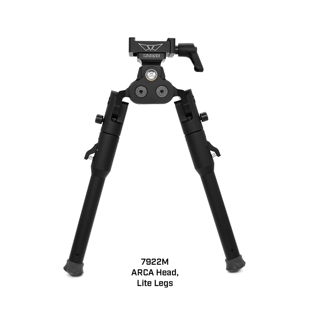 WARNE 7922M SKYLINE PRO BIPOD  BLACK ANODIZED ARCA INTERFACE HEAD WITH LITE LEGS