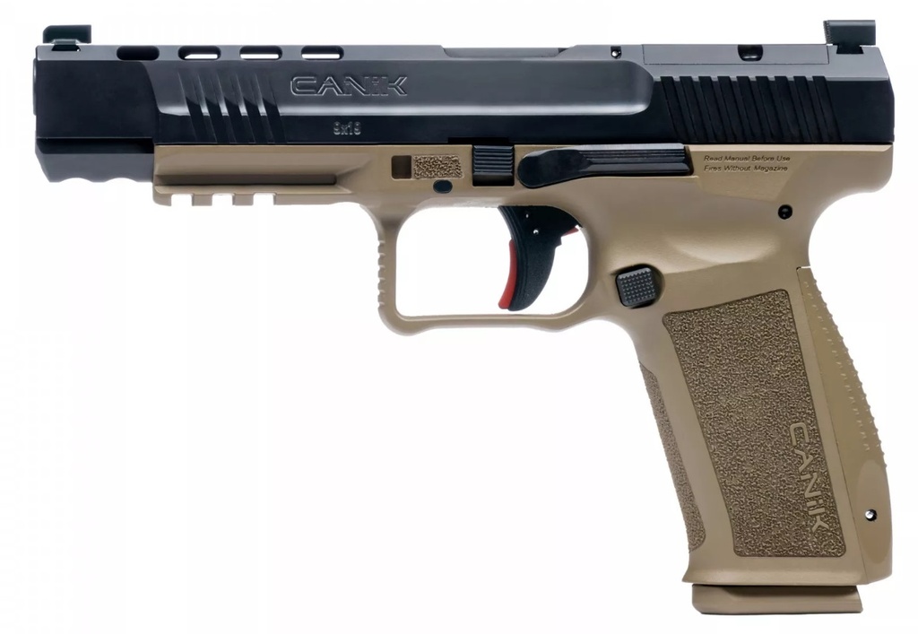 CANIK HG6651N METE SFX  9MM LUGER 10+1 5.20" BLACK NITRIDE MATCH GRADE BARREL, BLACK OPTIC READY/SERRATED STEEL SLIDE, FLAT DARK EARTH POLYMER FRAME W/PICATINNY RAIL, AGGRESSIVE TEXTURE GRIP