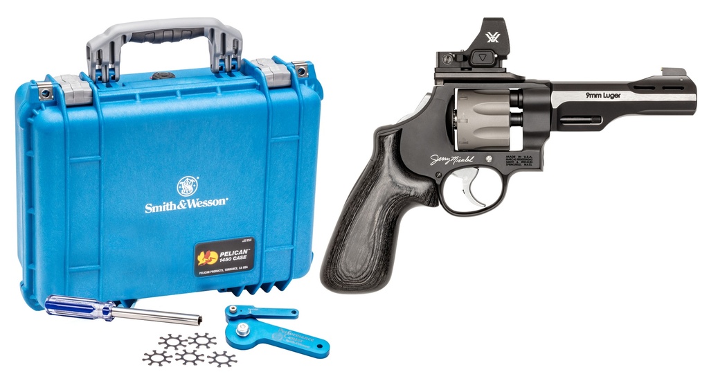 SMITH & WESSON 14045 PC MODEL 327 W/OPTIC N-FRAME 9MM LUGER 8 SHOT 5" BLACK/SS PORTED BARREL, BLACK SCANDIUM ALLOY FRAME, JM SIGNATURE BLACK LAMINATE GRIP, VORTEX COMPDOT, C.O.R.E OPTIC SYSTEM