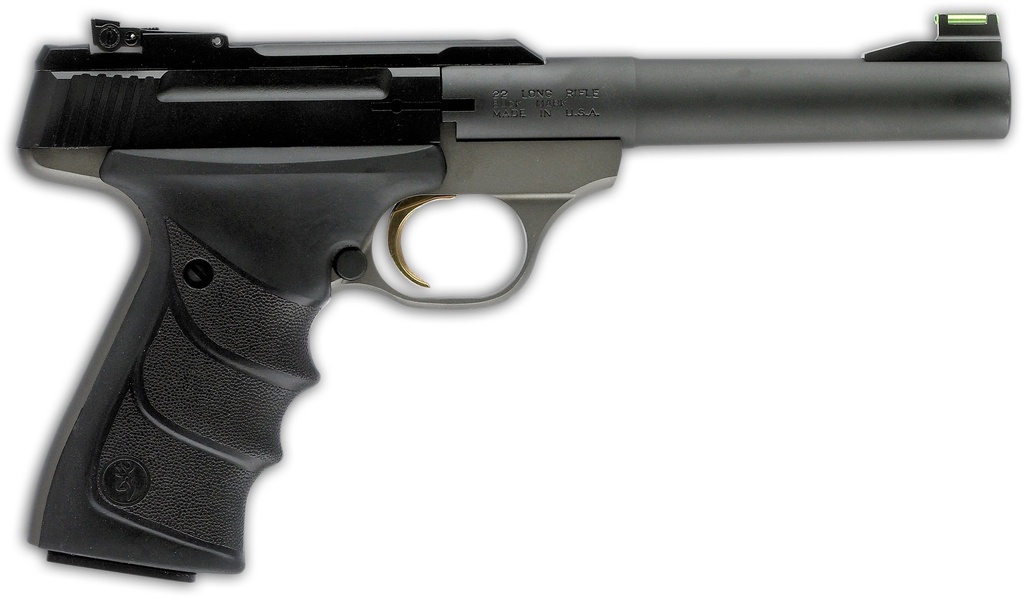 BROWNING 051448490 BUCK MARK PRACTICAL *CA COMPLIANT 22 LR 10+1 5.50" TAPER BULL BARREL, MATTE BLACK SERRATED STEEL SLIDE, MATTE GRAY ALUMINUM FRAME & BLACK ULTRAGRIP RX GRIPS