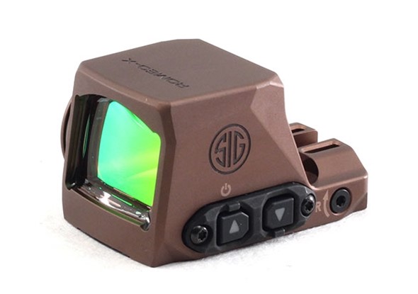 SIG SAUER ELECTRO-OPTICS SORX1202 ROMEO-X COMPACT FLAT DARK EARTH 1X24MM 2 MOA RED DOT/32 MOA CIRCLE RETICLE, FITS SIG P365 PISTOL