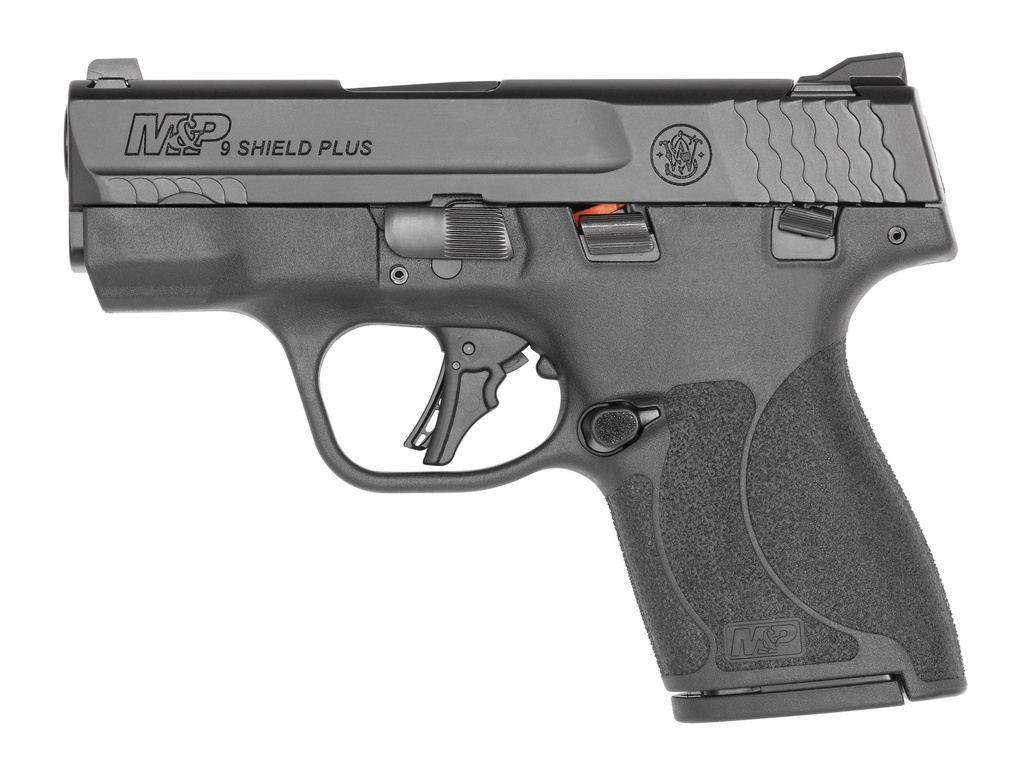SMITH & WESSON 14203 M&P SHIELD PLUS  MICRO-COMPACT FRAME 9MM LUGER 10+1 3.10" BLACK ARMORNITE STEEL BARREL & SERRATED SLIDE, BLACK POLYMER FRAME, BLACK POLYMER GRIP, THUMB SAFETY