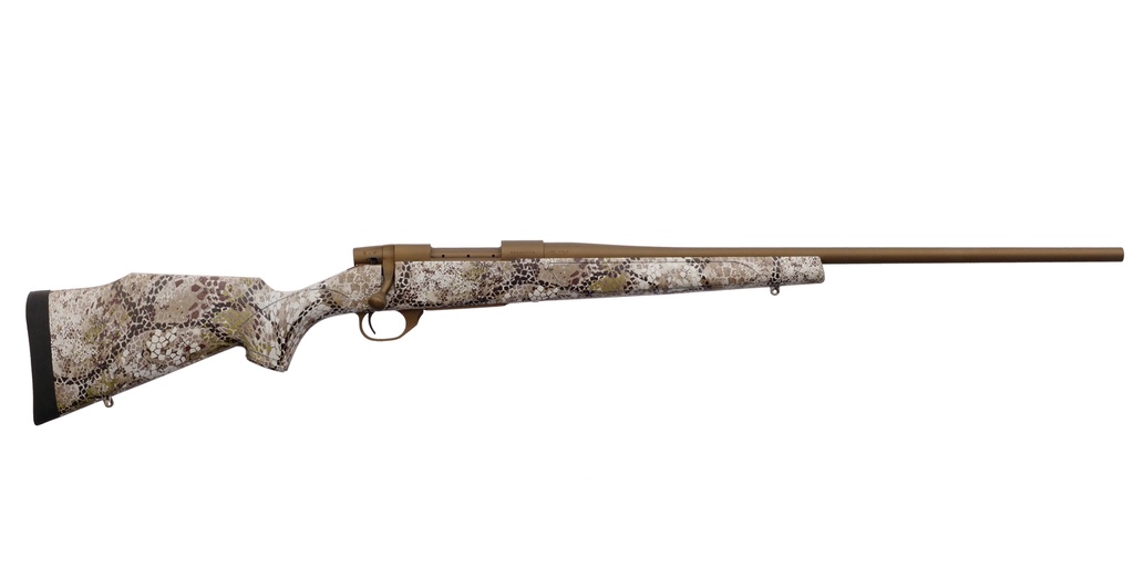 WEATHERBY VAP7MMRR4T VANGUARD BADLANDS 7MM REM MAG 3+1 24" BURNT BRONZE CERAKOTE #2 THREADED BARREL, DRILLED & TAPPED STEEL RECEIVER, BADLANDS APPROACH CAMO MONTE CARLO W/RAISED COMB SYNTHETIC STOCK