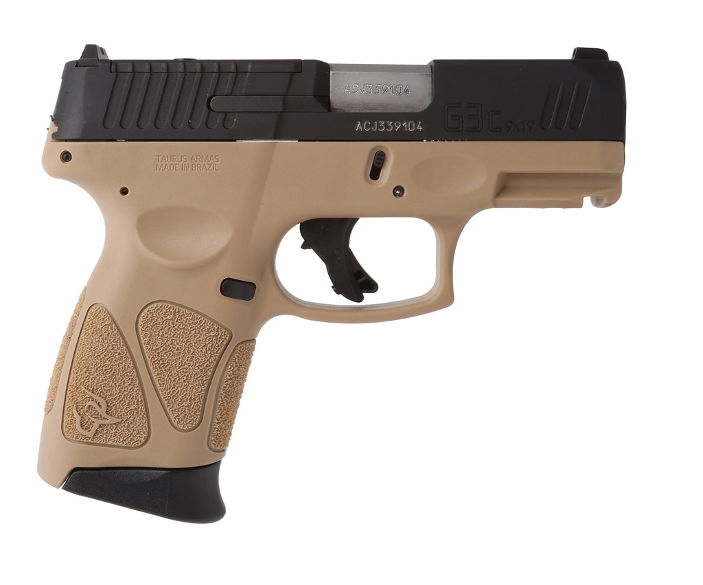 TAURUS 1G3CP931T G3C  9MM LUGER CALIBER WITH 3.26" BARREL, 12+1 CAPACITY, BROWN POLYMER WITH PICATINNY RAIL FRAME, SERRATED MATTE BLACK TENIFER STEEL WITH T.O.R.O OPTIC CUT SLIDE, & BROWN POLYMER GRIP
