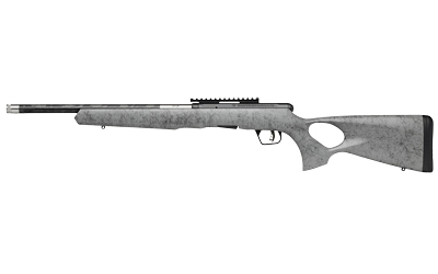 SAVAGE ARMS 70518 B SERIES TIMBERLITE 22 WMR 10+1 18" CARBON FIBER THREADED BARREL, MATTE BLACK PICATINNY RAIL CARBON STEEL RECEIVER, GRAY W/BLACK WEBBING FIXED THUMBHOLE SYNTHETIC STOCK