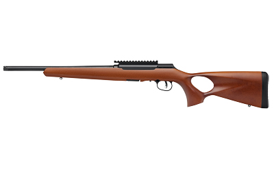 SAVAGE ARMS 47247 A SERIES TIMBER 22 LR 10+1 18" BLACK THREADED BARREL, BLACK PICATINNY RAIL STEEL RECEIVER, WOODGRAIN FIXED THUMBHOLE STOCK
