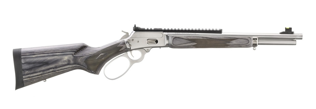 MARLIN 70432 1894 SBL 44 SPECIAL/44 REM MAG 8+1/9+1 16.10" POLISHED STAINLESS THREADED BARREL, POLISHED STAINLESS PICATINNY RAIL RECEIVER, GRAY FIXED LAMINATE STOCK