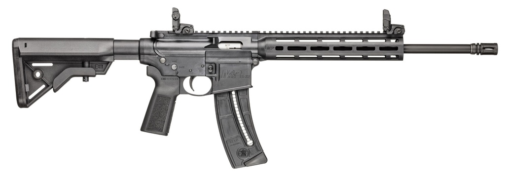 SMITH & WESSON 14180 M&P15-22 SPORT 22 LR 25+1 16.50" BLACK STEEL THREADED BARREL, PICATINNY RAIL POLYMER RECEIVER, M-LOK POLYMER HANDGUARDS, BLACK POLYMER B5 BRAVO STOCK, BLACK B5 TYPE 23 GRIPS