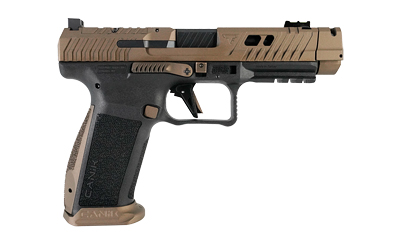 CANIK HG7854N TTI COMBAT FULL SIZE FRAME 9MM LUGER 18+1 4.60" BLACK NITRIDE FLUTED/PORTED BARREL, BURNT BRONZE CERAKOTE OPTIC CUT/SERRATED STEEL SLIDE, BLACK POLYMER FRAME W/PICATINNY RAIL