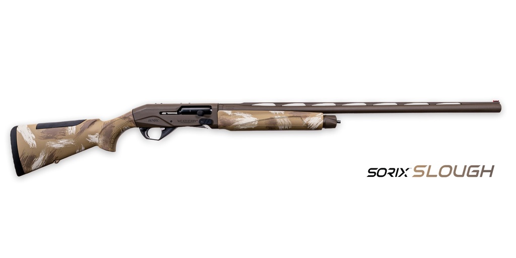 WEATHERBY XSL1228MAG SORIX  FULL SIZE 12 GAUGE SEMI-AUTO 3" 2+1 28" BURNT BRONZE CERAKOTE VENT RIB BARREL & DRILLED & TAPPED STEEL RECEIVER, SLOUGH CAMO SYNTHETIC STOCK W/ADJ SHIM, AMBIDEXTROUS