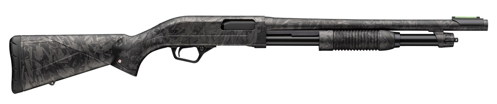 WINCHESTER REPEATING ARMS 512457695 SXP DEFENDER COMPACT 20 GAUGE PUMP 3" 5, 2 3/4" SHELLS 18" FORGED CARBON HYDRODIP STEEL BARREL, ALUMINUM RECEIVER, FIXED FORGED CARBON HYDRODIP SYNTHETIC STOCK